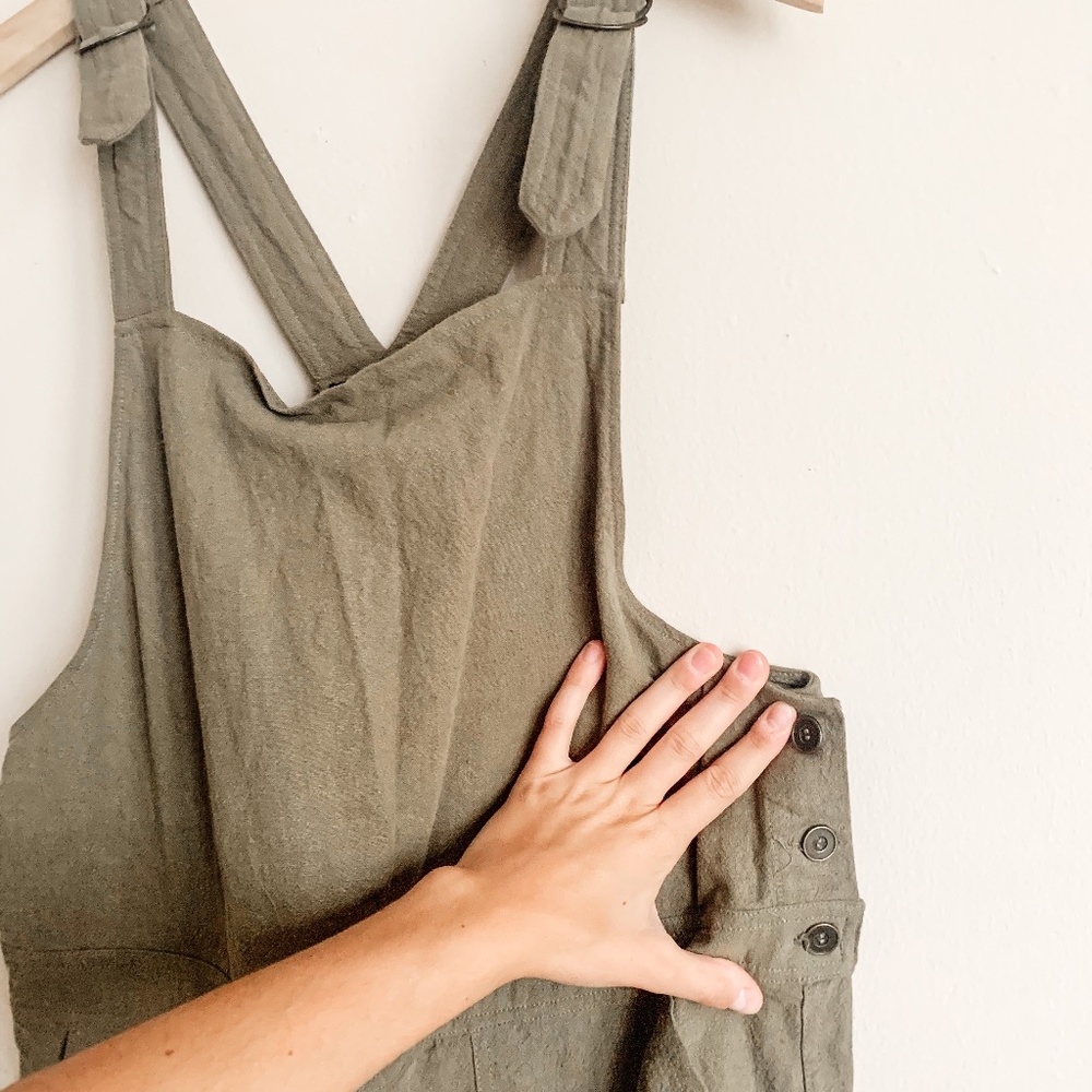 Green Linen Overalls